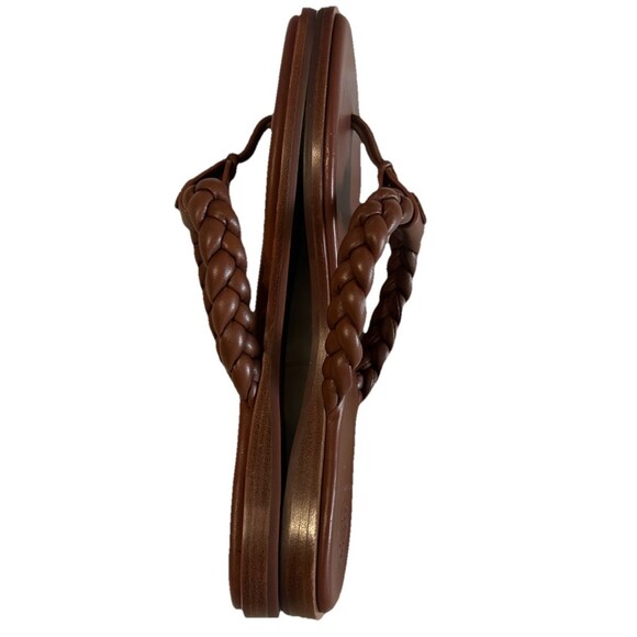 Tory Burch Braided Benton Womens 7.5M Brown Leather Thong Flat Sandals 88492 - Picture 7 of 11